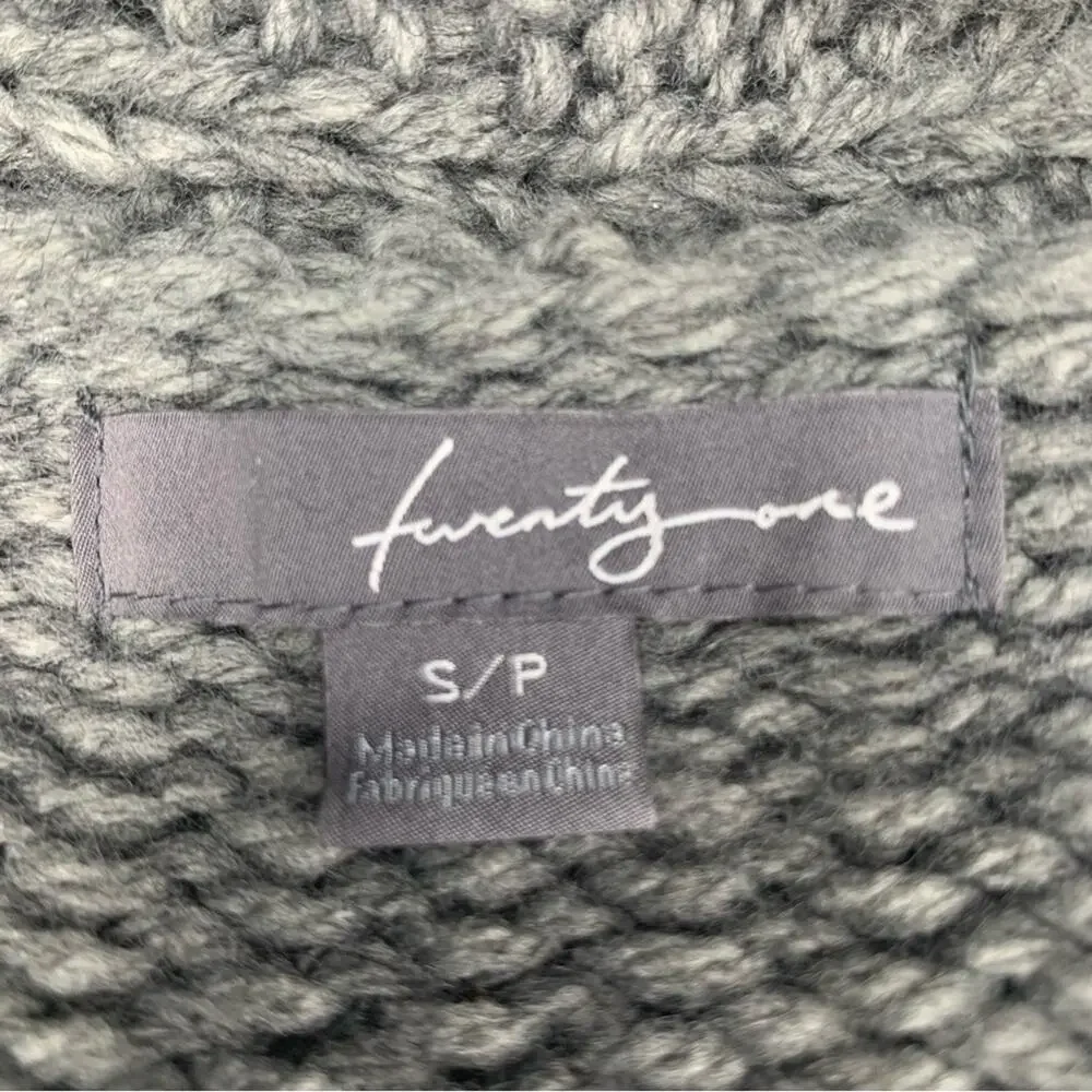 Twenty One Chunky Sweater Gray Satin Ribbon Side Tie Size S - Picture 8 of 9